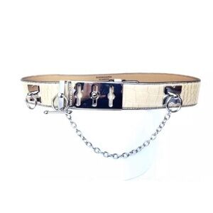 BCBGMaxAzria Beige and Silver Chain Belt